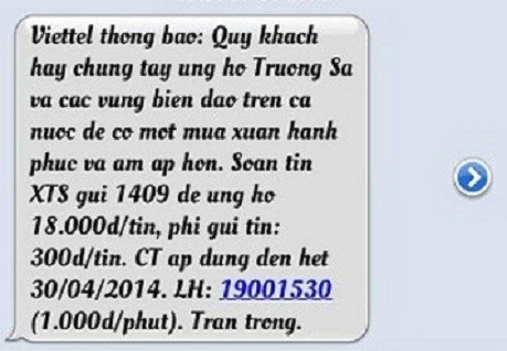 Tin nhắn nhà mạng Viettel gửi đến khách hàng. Tin nhắn nhà mạng Viettel gửi đến khách hàng.