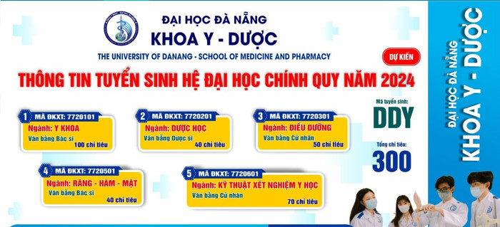 Thông tin tuyển sinh năm 2024 Khoa Y Dược, Đại học Đà Nẵng. Ảnh chụp màn hình website. Thông tin tuyển sinh năm 2024 Khoa Y Dược, Đại học Đà Nẵng. Ảnh chụp màn hình website.