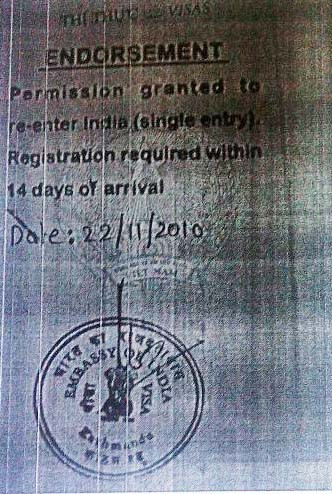 Hộ chiếu vào Nepal lần 2.