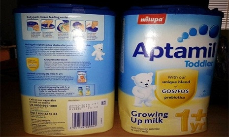 Các sản phẩm sữa bột dành cho trẻ sơ sinh và tập đi của Aptamil, Cow & Gate và Hipp tại Anh được tìm thấy có lượng nhôm cao gấp 100 lần trong sữa mẹ, gấp 3 lần trong nước máy. Các sản phẩm sữa bột dành cho trẻ sơ sinh và tập đi của Aptamil, Cow & Gate và Hipp tại Anh được tìm thấy có lượng nhôm cao gấp 100 lần trong sữa mẹ, gấp 3 lần trong nước máy.