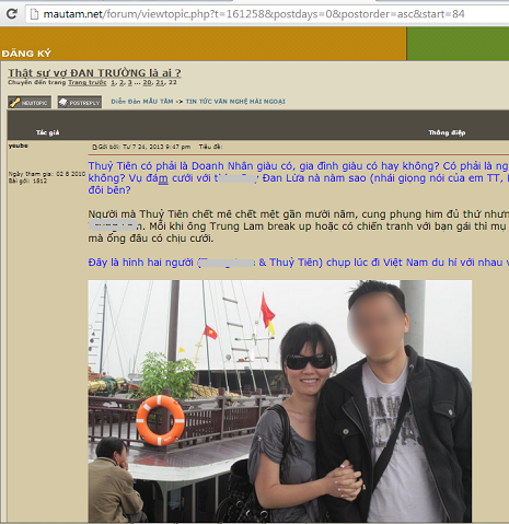 Diễn đàn với bài viết về vợ Đan Trường được Dung chia sẻ. Diễn đàn với bài viết về vợ Đan Trường được Dung chia sẻ.