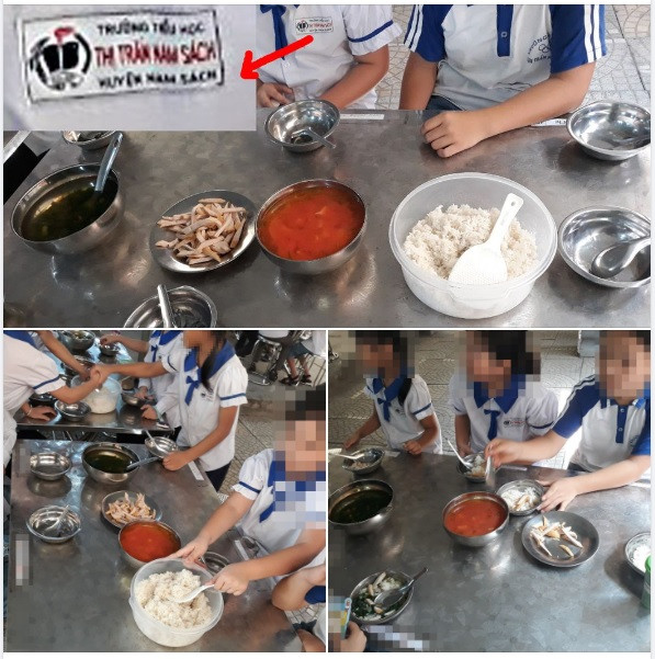 Hình ảnh suất ăn bán trú của học sinh Trường Tiểu học Thị trấn Nam Sách được đăng tải trên mạng xã hội. Hình ảnh suất ăn bán trú của học sinh Trường Tiểu học Thị trấn Nam Sách được đăng tải trên mạng xã hội.