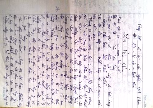 Đơn kêu cứu của anh Quý gửi Báo điện tử Giáo dục Việt Nam.