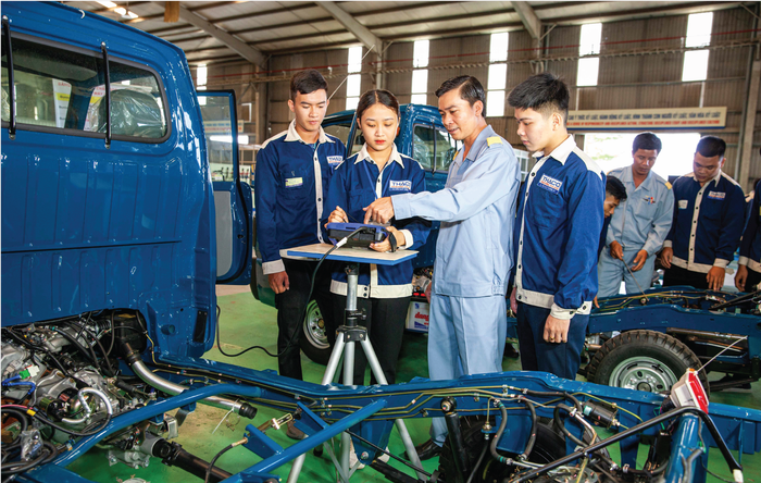 Sinh viên Trường Cao đẳng THACO (tỉnh Quảng Nam) thực hành tại doanh nghiệp. (Ảnh website nhà trường) gic3a1o20vic3aan20hc6b0e1bb9bng20de1baabn20kie1bb83m20tra20cc3a1c20thc3b4ng20se1bb9120trc3aan20xe20cho20sinh20vic3aan20nghe1bb8120c490ie1bb87n20c3b420tc3b4-1.png