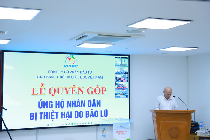 Ông Vũ Bá Khánh, Tổng Giám đốc Công ty VEPIC phát động tại buổi lễ quyên góp. IMG_5708.jpg