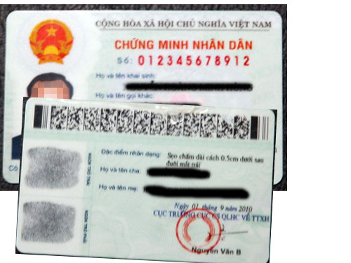 Mặt trước và sau mẫu CMND mới