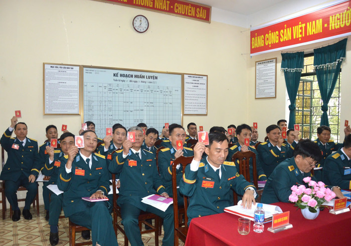 Biểu quyết thông qua Nghị quyết Đại hội. Ảnh: Minh Quân 7a.jpg
