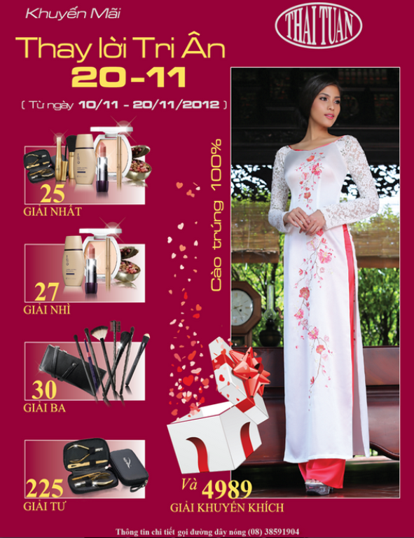 Chương trình khuyến mãi cào trúng thưởng "Thay lời tri ân 20/11" của hệ thống Thái Tuấn.