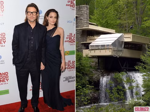 Thác nước ở California (bên phải) là món quà đắt giá mà Angelina Jolie tặng cho người tình dịp Giáng sinh vừa qua.