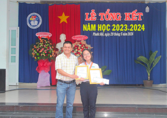 Em Nguyễn Bảo Gia Hân, học sinh Trường Trung học cơ sở Phước Hội 1, thị xã La Gi, tỉnh Bình Thuận (Ảnh P.T) han.jpg