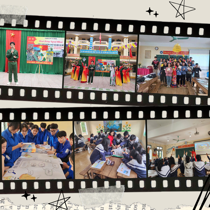 Các hoạt động thú vị của học sinh Trường Trung học phổ thông Vũ Quang. Ảnh: NVCC. Summer Collage Instagram Post.png