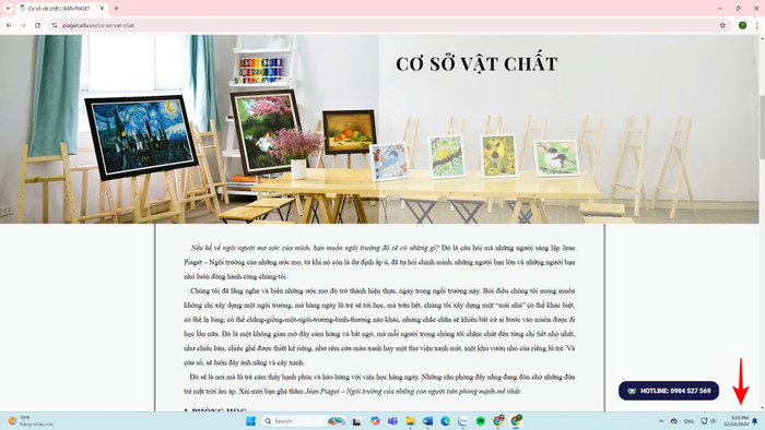 Phần cơ sở vật chất chỉ có giới thiệu chung, không kê khai cụ thể theo quy định tại Thông tư 36. Ảnh chụp màn hình website Trường Tiểu học Jean Piaget vào ngày 20/12/2024. 2.jpg