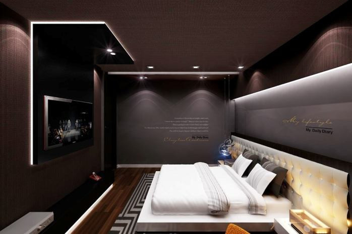 Cô sử dụng gam màu xám cho căn phòng của mình.