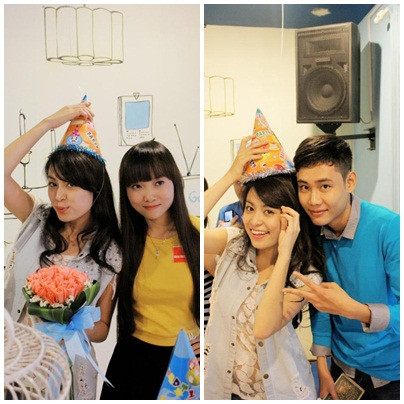 Hoàng Thùy Linh nhí nhảnh chụp hình cùng fan.