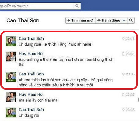 Đoạn nói chuyện về người thứ ba có tên Tăng Phúc của nickname Cao Thái Sơn. Đoạn nói chuyện về người thứ ba có tên Tăng Phúc của nickname Cao Thái Sơn.