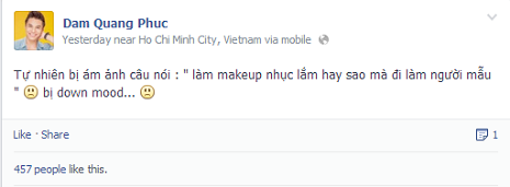 Đàm Quang Phúc chia sẻ cảm xúc trên trang cá nhân. Đàm Quang Phúc chia sẻ cảm xúc trên trang cá nhân.