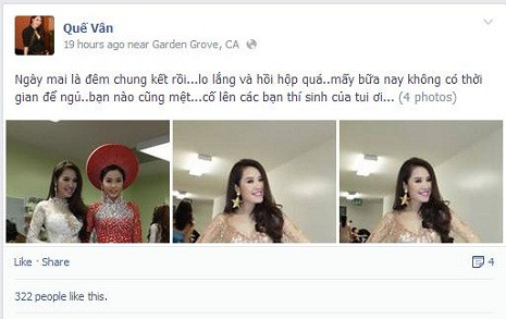 Quế Vân bày tỏ tâm trạng hồi hộp trước đêm chung kết.