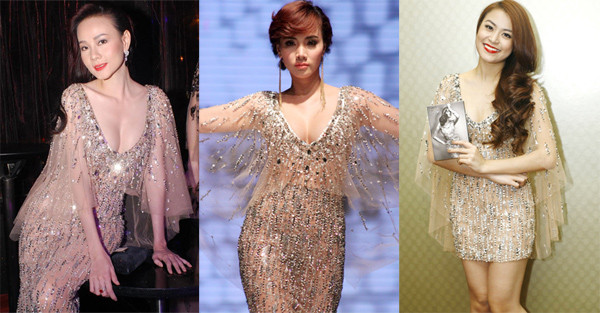 Các mẫu váy tương tự Quế Vân được mỹ nhân Việt sử dụng trước đó như Dương Yến Ngọc, Trang Nhung, Hoàng Thùy Linh...