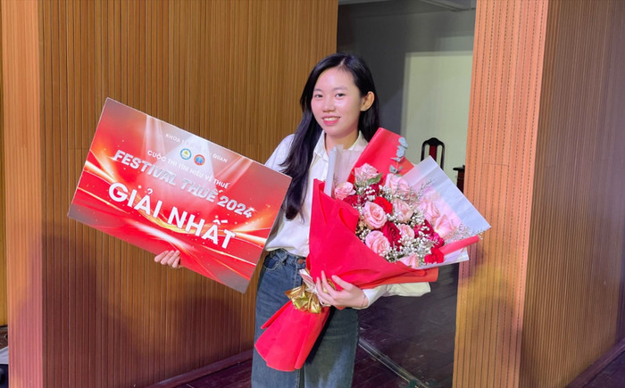 Ngô Thị Vân Anh, sinh viên năm 4 chuyên ngành Thuế, Học viện Tài chính. Ảnh: NVCC. 8ec6a44183e521bb78f45.jpg