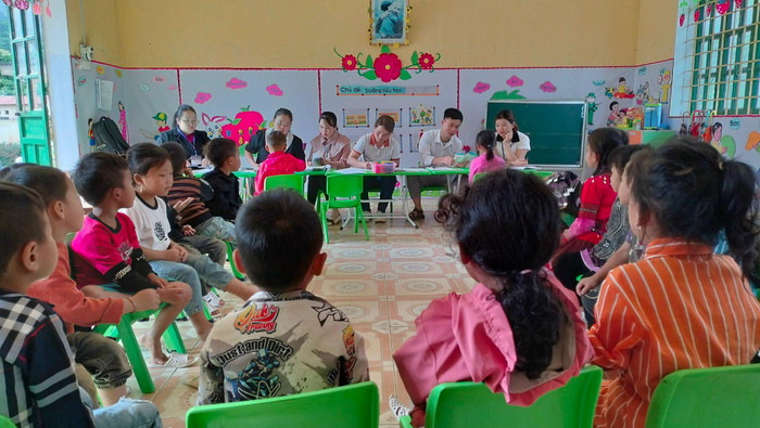 Hoạt động dạy và học tại Trường Mầm non xã Nàn Sín, huyện Si Ma Cai, Tỉnh Lào Cai. Ảnh: NVCC. nàn sín.jpg