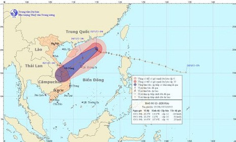 Chùm ảnh đường đi và vị trí cơn bão.