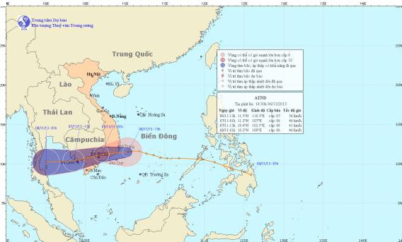 Ảnh chụp đường đi và vị trí cơn bão. Ảnh chụp đường đi và vị trí cơn bão.