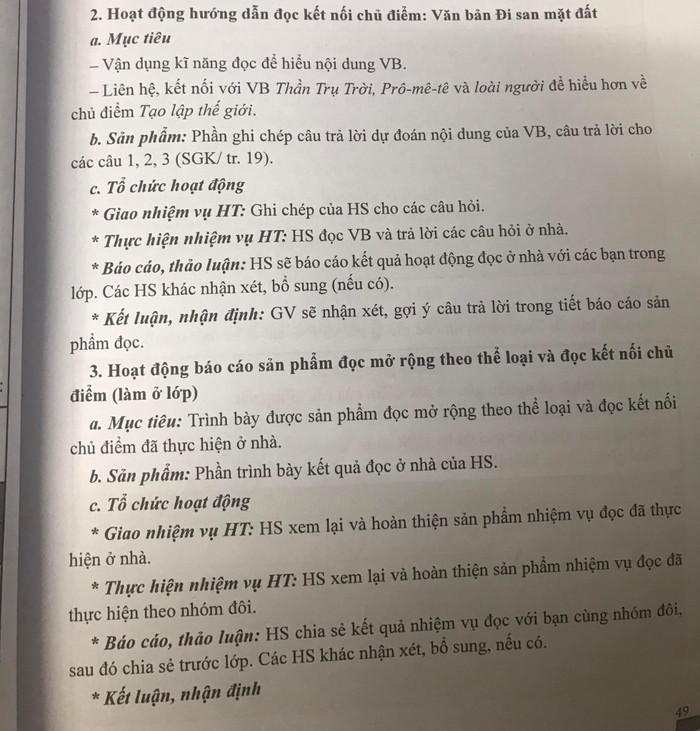 Một phần kế hoạch bài dạy theo mẫu Công văn 5512. (Ảnh: Cao Nguyên)