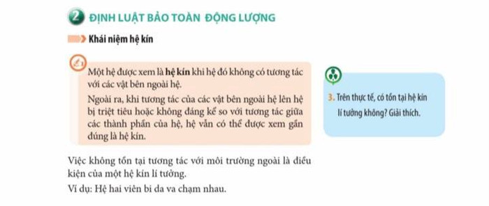 Ảnh 1. Nội dung &quot;định luật bảo toàn động lượng&quot; trang 116. (Nguồn: Mai Văn Túc)