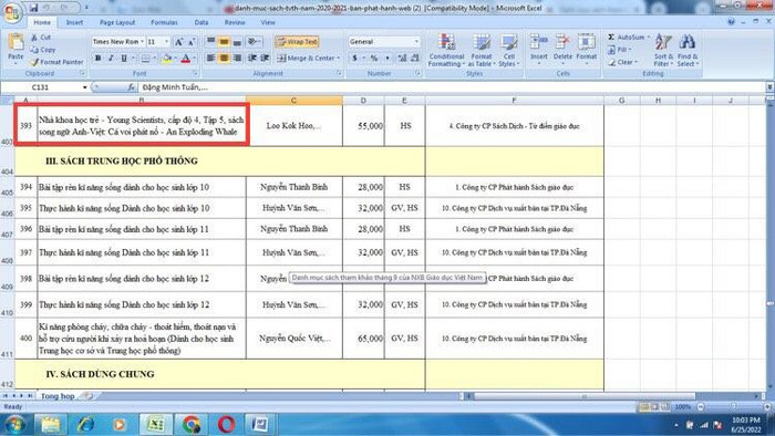 Danh mục sách tham khảo năm học 2020-2021 bậc tiểu học, Nhà xuất bản Giáo dục Việt Nam có 393 đầu sách. (Ảnh: Cao Nguyên) Danh mục sách tham khảo năm học 2020-2021 bậc tiểu học, Nhà xuất bản Giáo dục Việt Nam có 393 đầu sách. (Ảnh: Cao Nguyên)