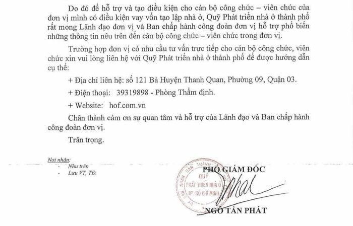 Một phần nội dung Công văn số 293/QPTNO-TĐ. (Ảnh: Ánh Dương) gdvn_vayvon.jpg