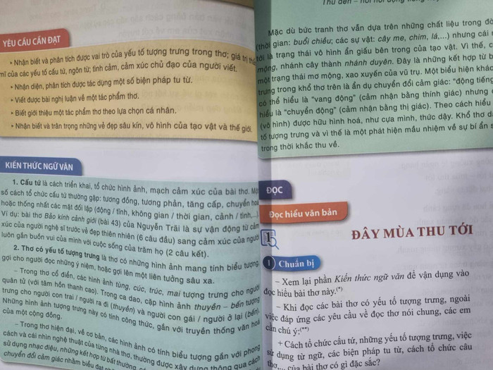 Kiến thức về cấu tứ và thơ tượng trưng trong sách Ngữ văn 11 bộ Cánh Diều (Ảnh: Ánh Dương) gdvn_tho.jpg