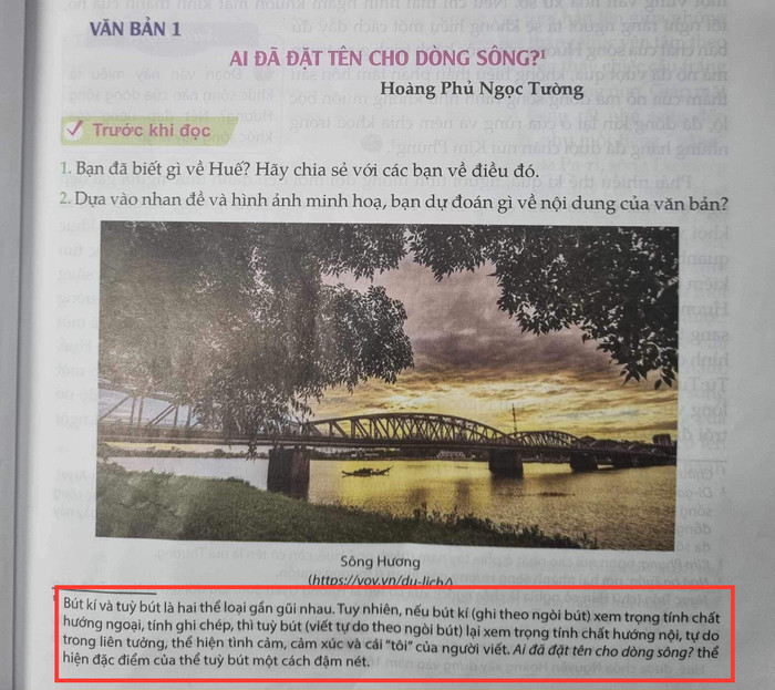 &quot;Ai đã đặt tên cho dòng sông?&quot; - Ngữ văn 11 - bộ Kết nối tri thức với cuộc sống. (Ảnh: Cao Nguyên)