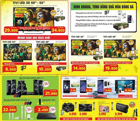 Các chương trình khuyến mại cho các sản phẩm của Sony.