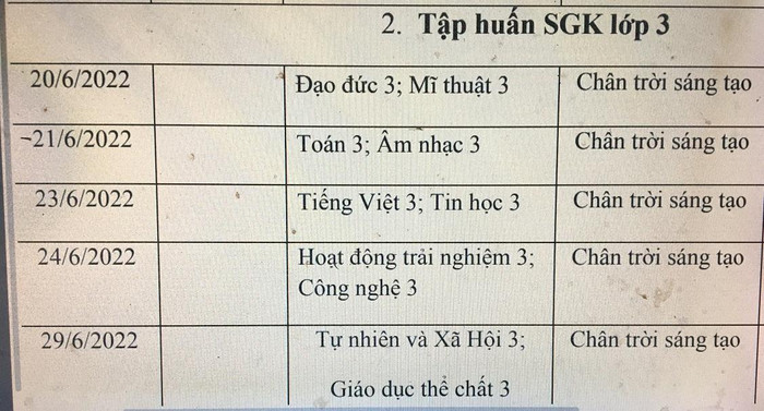 Thời gian học thay sách đúng vào thời điểm các trường đang tăng tốc dạy và ôn tập cho học sinh kiểm tra cuối kỳ (Ảnh chụp từ công văn)