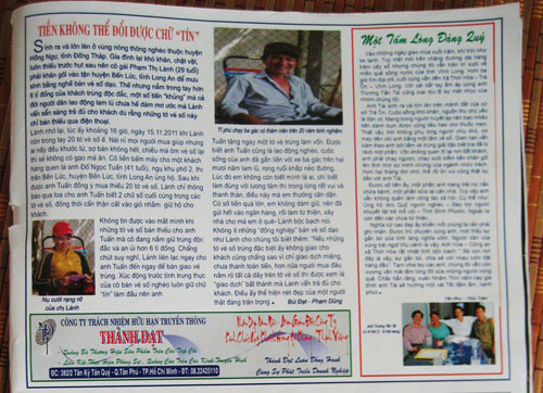 Chị Lành với bài viết "đắt tiền" trên tạp chí HTV Chị Lành với bài viết "đắt tiền" trên tạp chí HTV