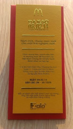 Vé vàng của McDonald’s được ưu tiên phát cho thành viên Zalo. Vé vàng của McDonald’s được ưu tiên phát cho thành viên Zalo.