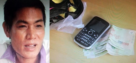 Trần Công Mười và tang vật cướp giật Trần Công Mười và tang vật cướp giật