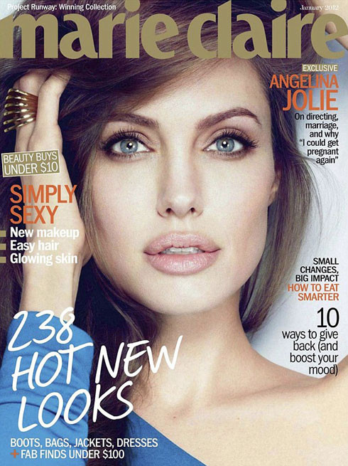 Angelina Jolie trên tạp chí Marie Claire số tháng 1/2012. Angelina Jolie trên tạp chí Marie Claire số tháng 1/2012.