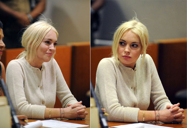 Tuy nhiên, ở một góc nghiêng, máy ảnh đã ghi lại được chiếc cằm chảy xệ của Lindsay dù cô mới 25 tuổi.