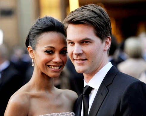 Zoe Saldana và người tình 11 năm Keith Britton. Ảnh: AP.