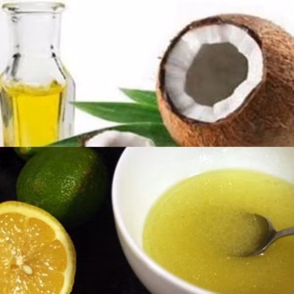 9. Cách một ngày thoa một lần hỗn hợp gồm một muỗng nhỏ dầu dừa với nửa muỗng to nước ép chanh tươi vào chân tóc rồi xoa bóp nhẹ da đầu.