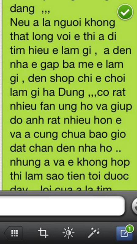 Tin nhắn để fan Dung đặt niềm tin 'tình yêu' vào anh Bo. Tin nhắn để fan Dung đặt niềm tin 'tình yêu' vào anh Bo.