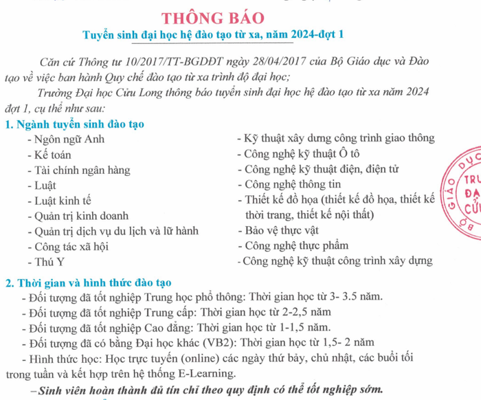 Ảnh chụp từ Thông báo tuyển sinh đại học hệ đào tạo từ xa năm học 2024 Trường Đại học Cửu Long. 4.png