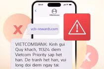 Vietcombank cảnh báo lừa đảo phát tán tin nhắn SMS thông báo điểm thưởng hết hạn đính kèm link giả