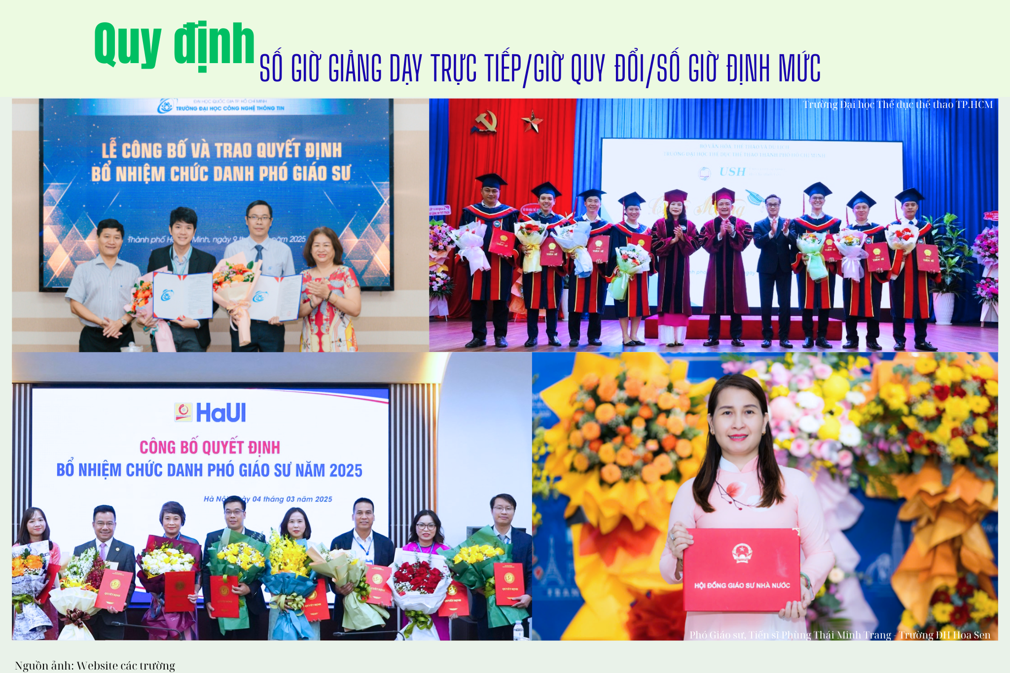 Số giờ dạy trực tiếp/giờ quy đổi/số giờ định mức của 1 giảng viên được tính như thế nào?
