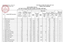 Ảnh chụp màn hình điểm chuẩn chính thức kỳ thi tuyển sinh lớp 10 năm học 2025 – 2026 của tỉnh Bà Rịa – Vũng Tàu