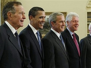 Các đời Tổng thống Mỹ gặp mặt tại Nhà Trắng. Ảnh: AP