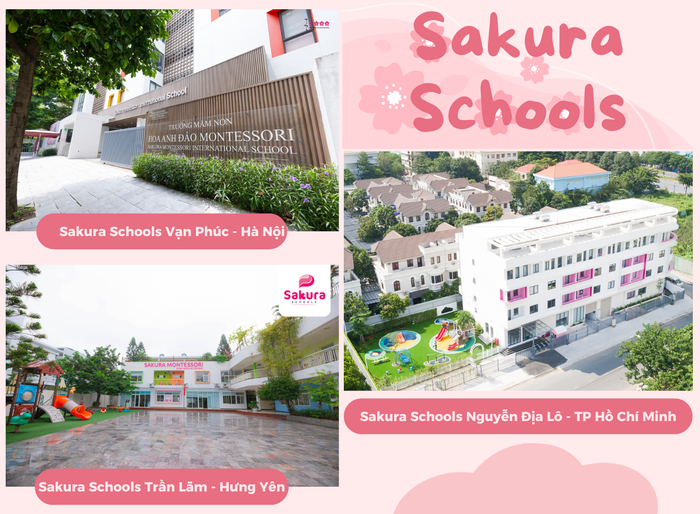 Ba cơ sở của Hệ thống trường mầm mon Sakura Schools phóng viên khảo sát theo phản ánh của độc giả. Ảnh: sakuramontessori.edu.vn. pink-cherry-blossom-aesthetic-group-project-presentation-2.png