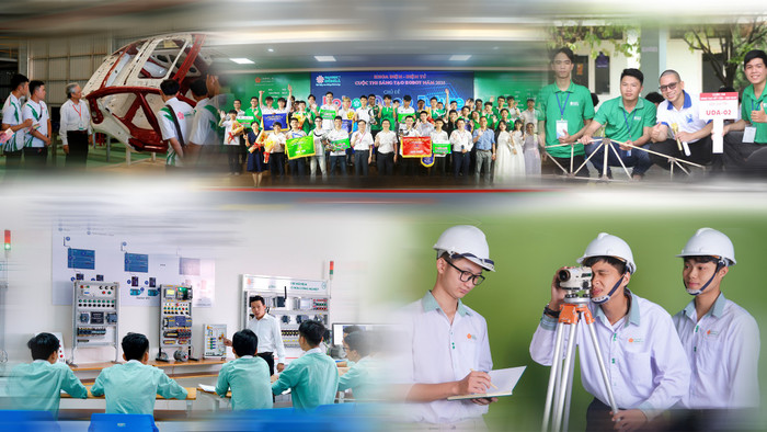 Sinh viên khối Kỹ thuật Trường Đại học Đông Á với môi trường học tập hiện đại và các sân chơi học thuật thường niên. Ảnh: NTCC. khoikth-anh1.png