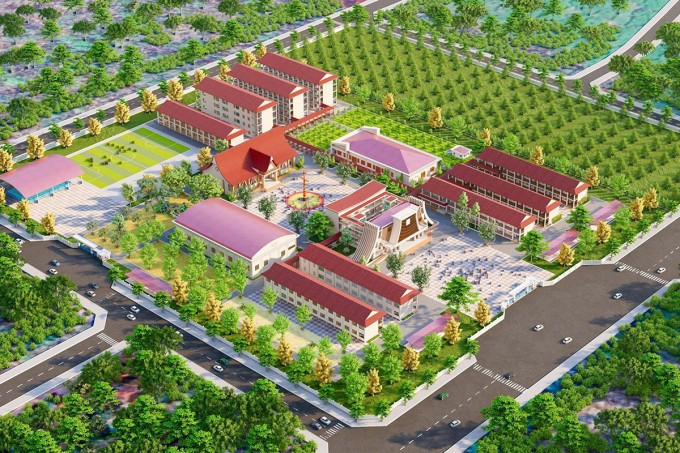 Phối cảnh dự án Trường phổ thông nội trú liên cấp Tiểu học và Trung học cơ sở tại một trong 7 xã biên giới tỉnh Gia Lai.